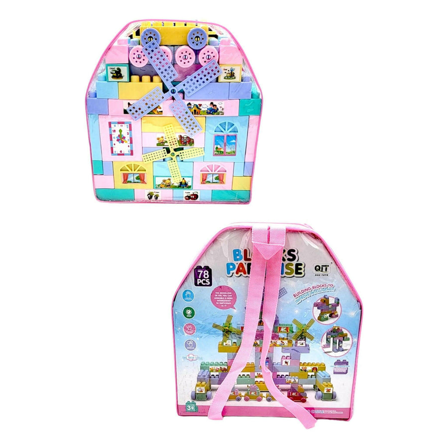 Building Blocks Educational and With Clear Storage Bag for Kids Toddlers Mixed Pastel Colors Paradise 78PCS