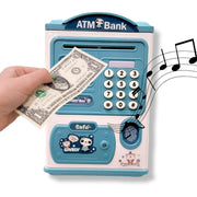 Fingerprint Piggy Bank Automatic Roll Money Coin Entry With Light, Sound Blue