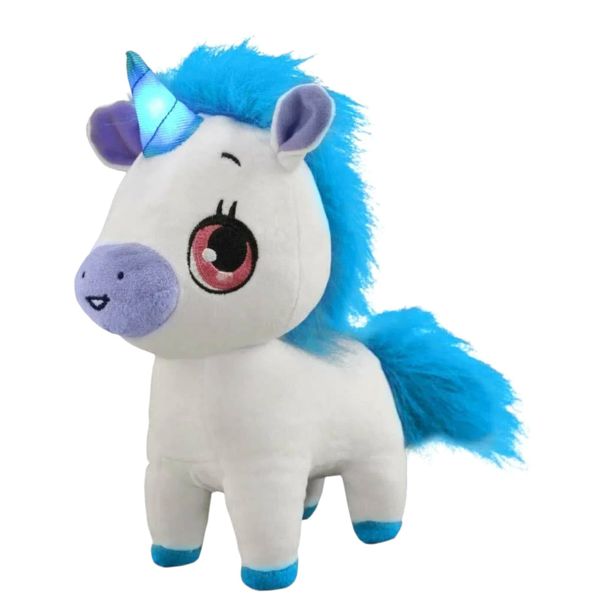 Plush Pinky Wish Me Light Up Unicorn 9" Blue Hair